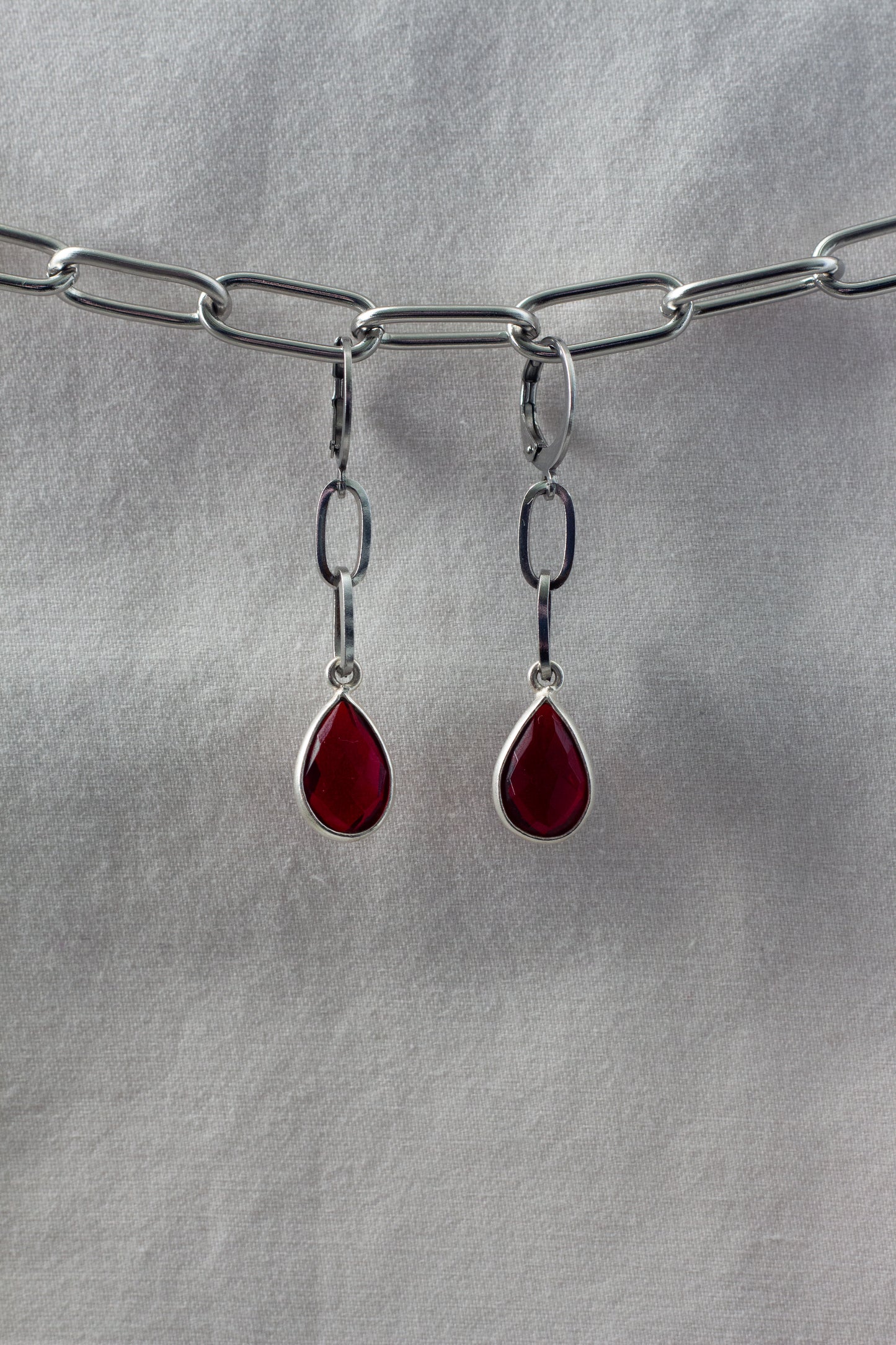 Garnet Chain Earrings