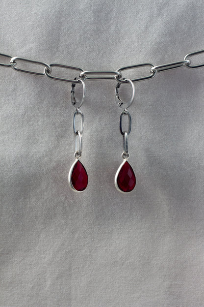 Garnet Chain Earrings