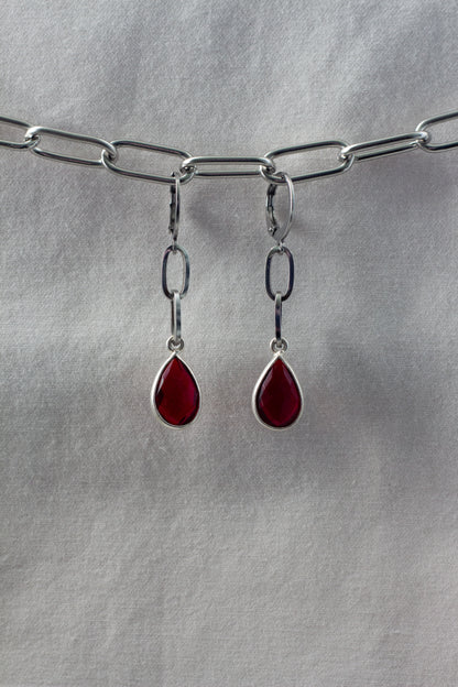 Garnet Chain Earrings