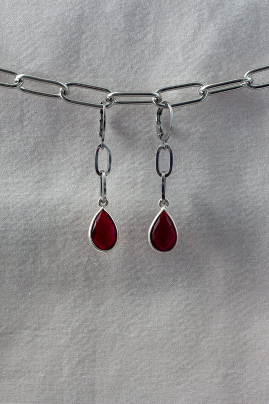 Garnet Chain Earrings