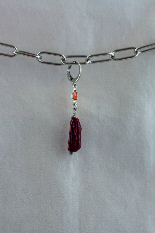 Garnet Red Pearl Earrings