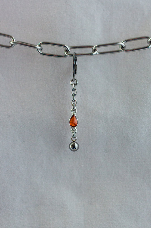 Garnet Drop Chain Earrings